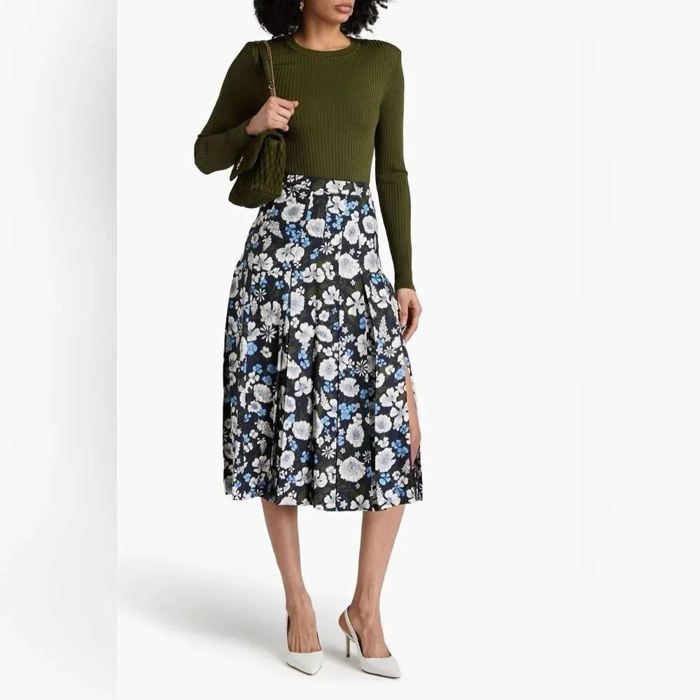 VERONICA BEARD Norris floral-print silk-blend twill midi skirt